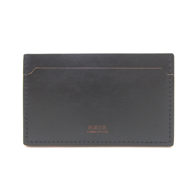 【中古】美品 PORTER ポーター カードケース フィルム 187-01357 FILM ガラス加工 ヤスリ掛け 牛革 パスケース ブラック 黒 レザー 28012105