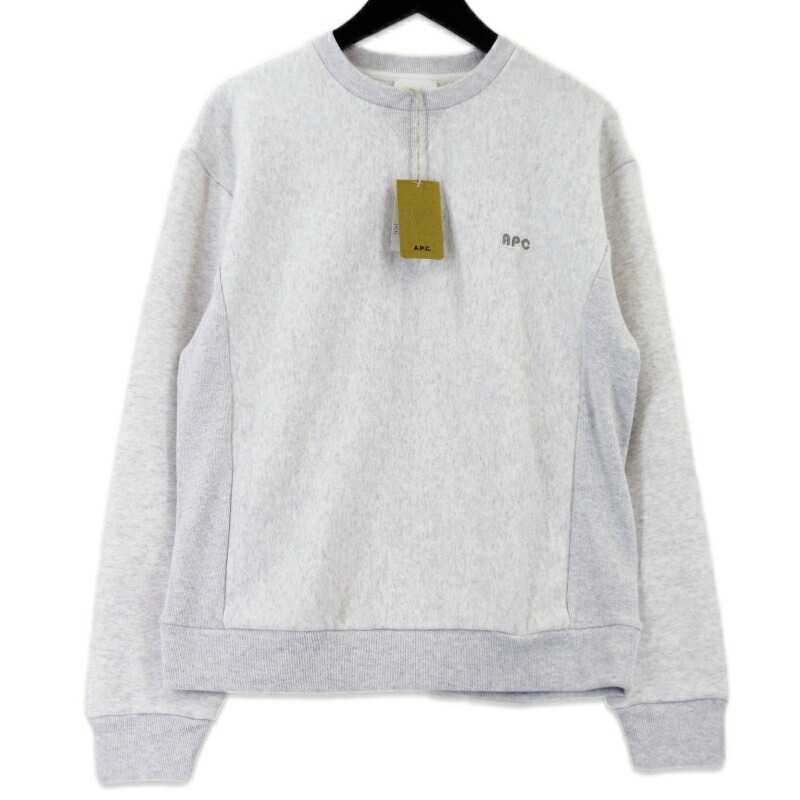 【中古】未当て嵌める A.P.C. アーペーセー トレーナー SWEAT 406PATCH H 労働者の一団素っ首 裏毛 ロゴタイプ刺しゅう ともし火薄墨色 XS メンズ 99000514