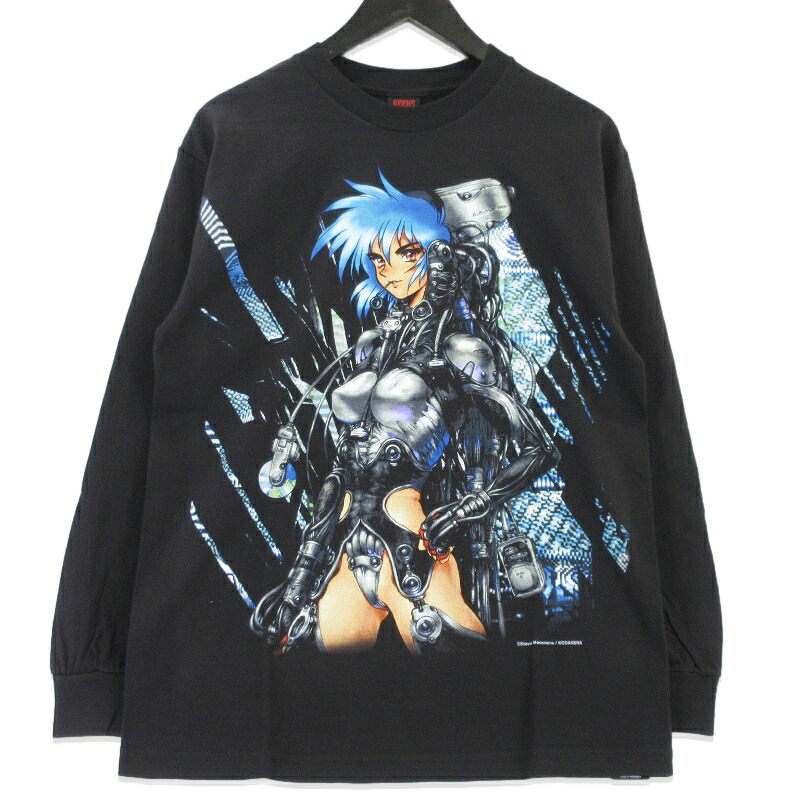 【中古】未使用 GEEKS RULE ギークス ルール 長袖Tシャツ THE GHOST IN THE SHELL 士郎正宗の世界展 攻殻機動隊 ブラック 黒 M ゴーストインザシェル シルクスクリーン ウォッシュ加工 メンズ 99000515