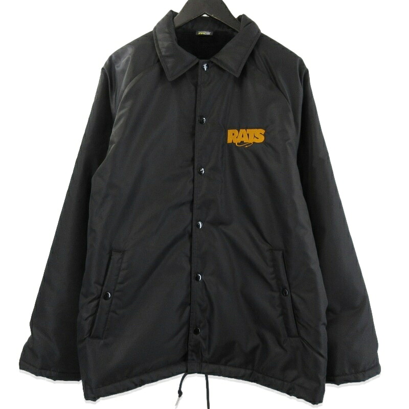 【中古】美品 RATS ラッツ BOA COACH JKT RATS WAY OF LIFE 24SS ボアコーチジャケット ラグランスリーブ BLACK/MARIGOLD Lメンズ 71015249