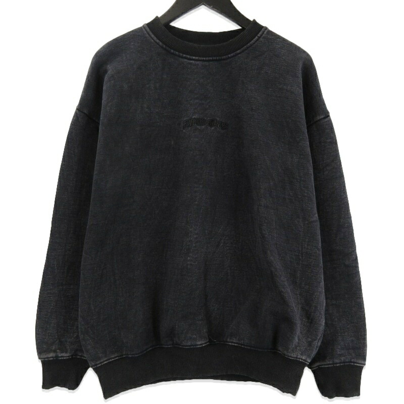【中古】美品 Fucking Awesome ファッキンオーサム Little Stamp Snow Wash Crew 流汗 刺しゅう ウォッシュ処理 黒いこと 黒 Lメンズ 71015282 トップス-メンズファッション-スウェット・トレーナー