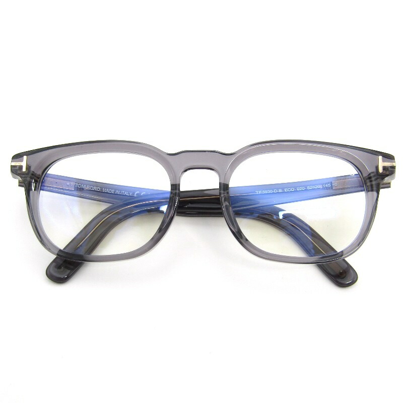 【中古】美品 TOM FORD トムフォード メガネフレーム TF5930-D-B イタリア製 スクエア/ウェリントン 020 クリアグレー/ゴールド日本企画 フルフィット アジアンフィット メガネ 眼鏡 サングラス 54000584