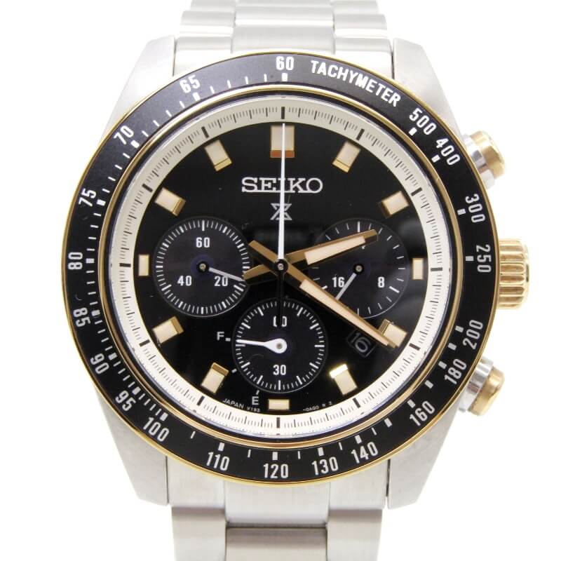 【中古】SEIKO セイコー プロスペックス す早さタイマー SBDL113 ソーラー V192-0AH0 本体のみ クロノグラフ 黒いこと/ゴールド PROSPEX SPEEDTIMER 石英 ウォッチ 28012156