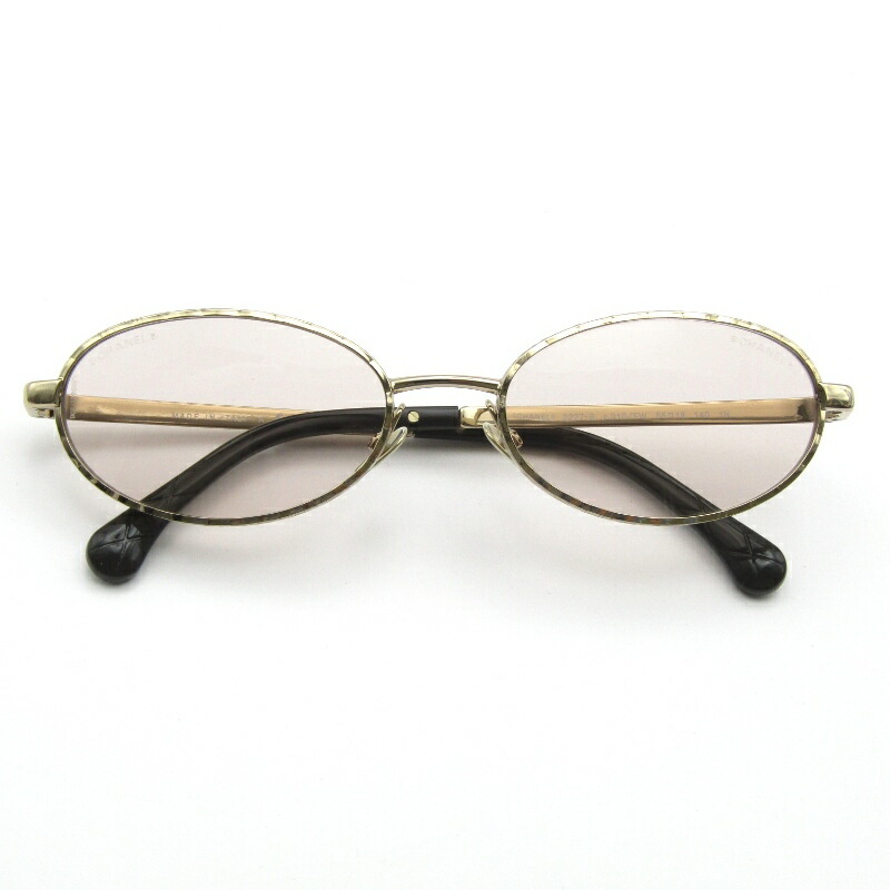 【中古】未使用 CHANEL シャネル サングラス CH 2227-S イタリア製 オーバル キルティングディテール 310/SW ゴールドクリアブラウン メタル メガネ 眼鏡 サングラス 65010078