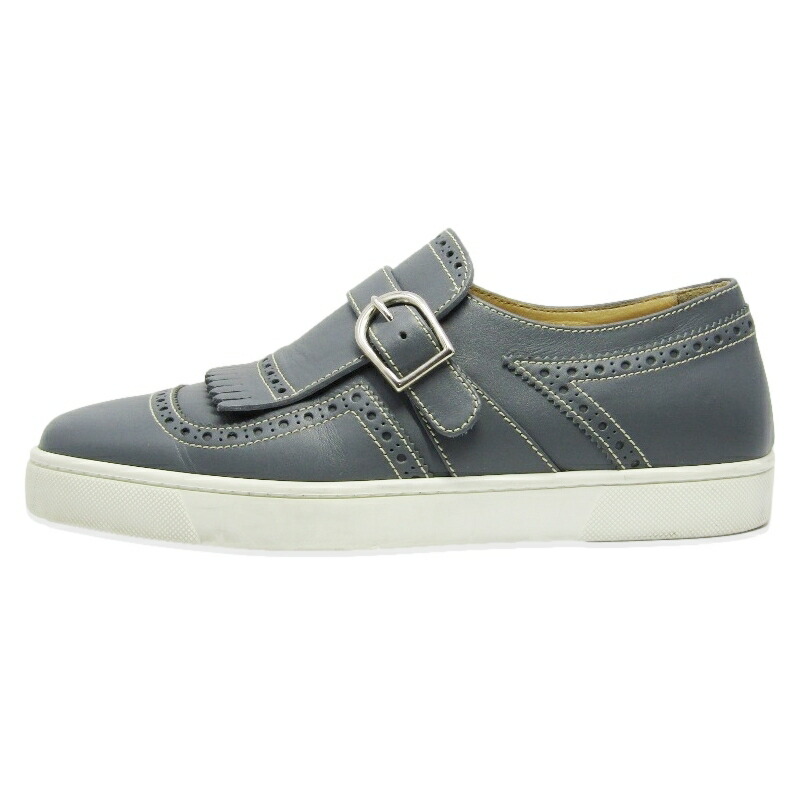 【中古】CHRISTIAN LOUBOUTIN クリスチャンルブタン 40 スリッポン Club Flat キルト なめし革 ブローグシューズ シングルモンク 薄墨色 置き目とり捨てる  スニーカー 18001825