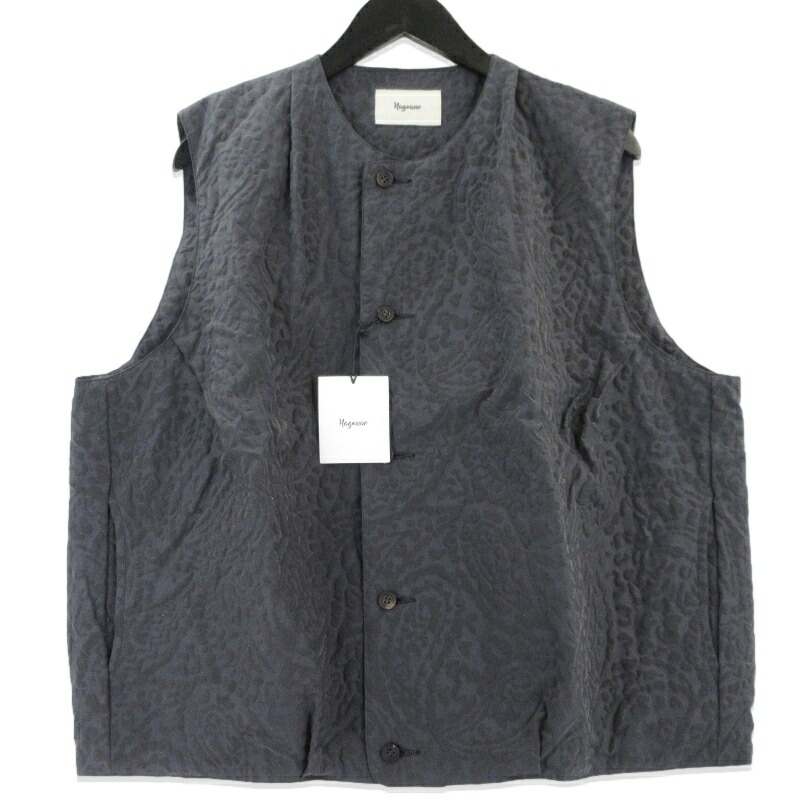 【中古】未当て嵌める nagoune ナゴウネ Divock nylon Uneven vest NG-25FW-VT02 より良い 総柄 ディボック産業  濃灰色薄墨色 M メンズ 99000579