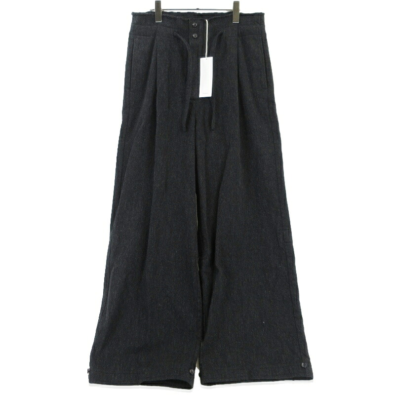 【中古】未使用 Fujimoto フジモト Cut Out Tucked Trousers FJ261-60-001 ウール カットアウト イージーパンツ ブラック 黒 2 メンズ 99000585