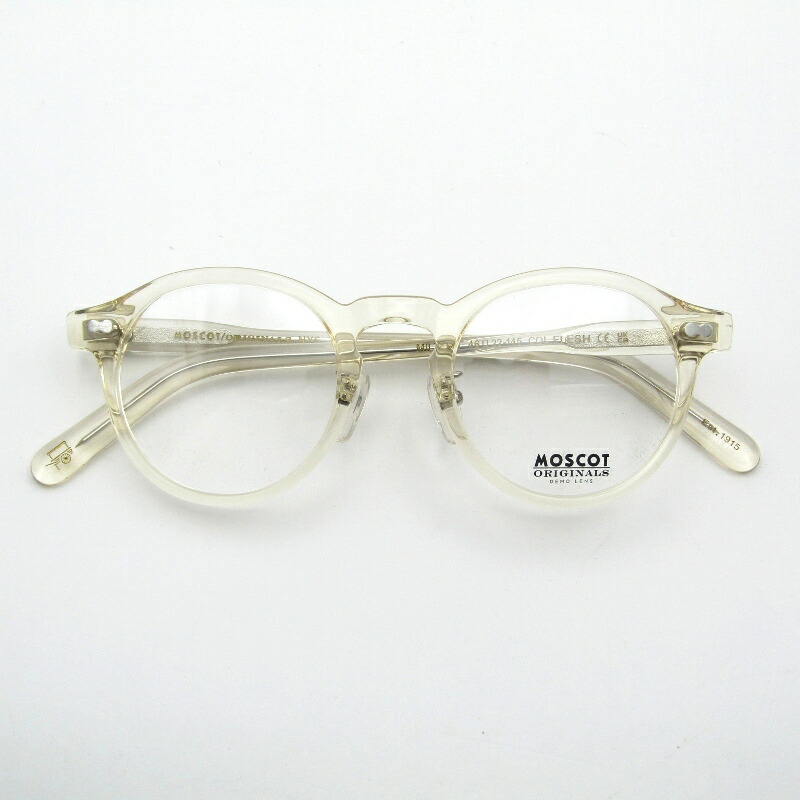 【中古】未当て嵌める MOSCOT モスコット 眼鏡一こま MILTZEN 46 MP 中国製 ミルゼン ミルツェン 豆の町 メタルアームパッド FLESH 眼鏡 メガネ 黒眼鏡 65010108