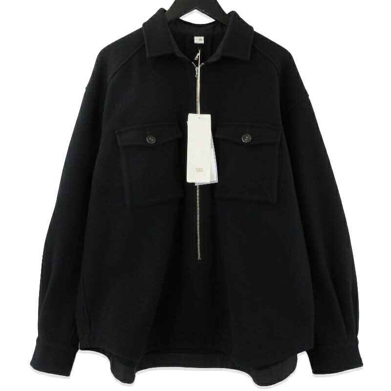 【中古】未当てはめる satou サトウ Half zip melton shirt BL25002 メルトン ハーフジップ 上衣 毛糸 日本製 黒いこと 黒 1メンズ 71015355