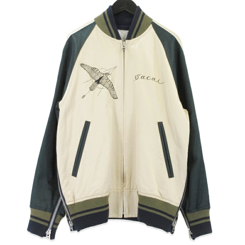 【中古】sacai × dr.woo サカイ スカジャン 19-01896M ドクターウー Stadium Jacket スーベニアジャケット ベージュ 3 メンズ 99000654 50,100円