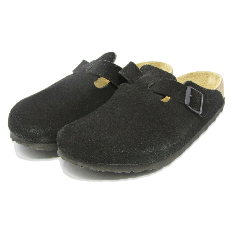 【中古】BIRKENSTOCK ビルケンシュトック 26cm BOSTON レザーサンダル ボストン スエード ブラック 黒 スニーカー 18001859