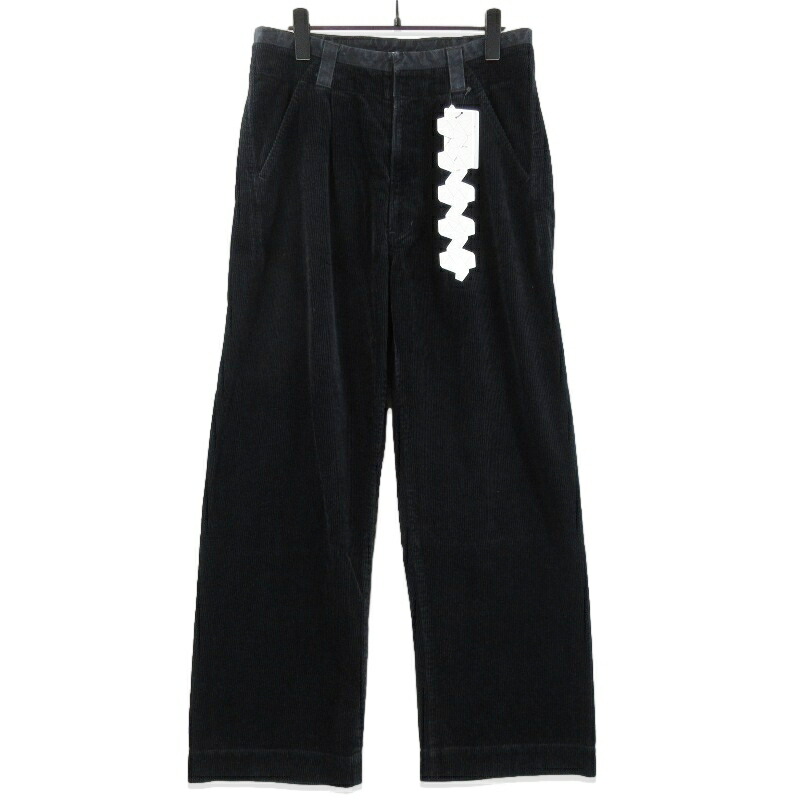 【中古】未使用 YOUTH OF THE WATER ユースオブザウォーター PANTS 253-03003 コーデュロイ ジップフライ ワークパンツ ブラック 黒 Sサイドアジャスターメンズ 71015384