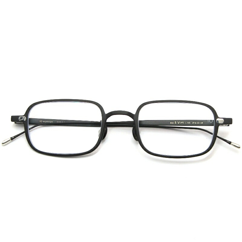 【中古】未当て嵌める 10eyevan テンアイヴァン 眼鏡ひな形 No.8 V 49 日本製 レクタングル 腰掛け金属元素 16S IPマットブラックシェルパッド SV925バランサー 金属元素 眼鏡 メガネ 黒眼鏡 61005180