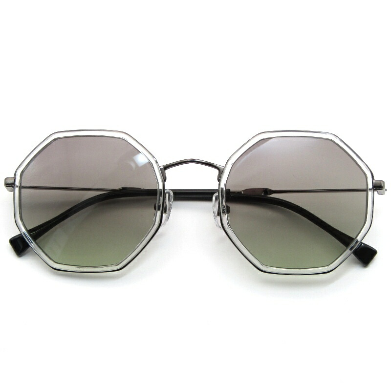 【中古】美品 金子眼鏡 × ISSEY MIYAKE EYES イッセイミヤケ カネコガンキョウ サングラス OCTAGON IV-S 日本製 CL クリア/ガンメタルオクタゴン4S 八角形 コンビ ワッパ グリーングラディエント メタル メガネ 眼鏡 サングラス 61005201