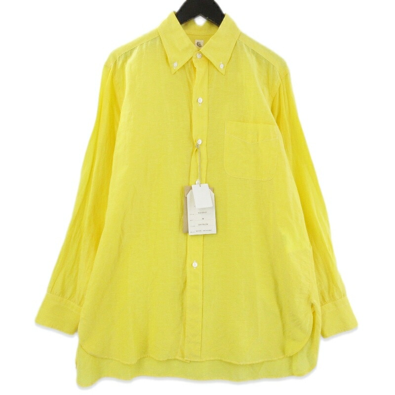 【中古】未使用 KAPTAIN SUNSHINE キャプテンサンシャイン ポロカラーシャツ KS21SSH07 長袖シャツ Polocollar Shirt SUN YELLOW 38WASHED SILK LINEN COTTON LIGHT CLOTH ボタンダウン 日本製メンズ 71015391