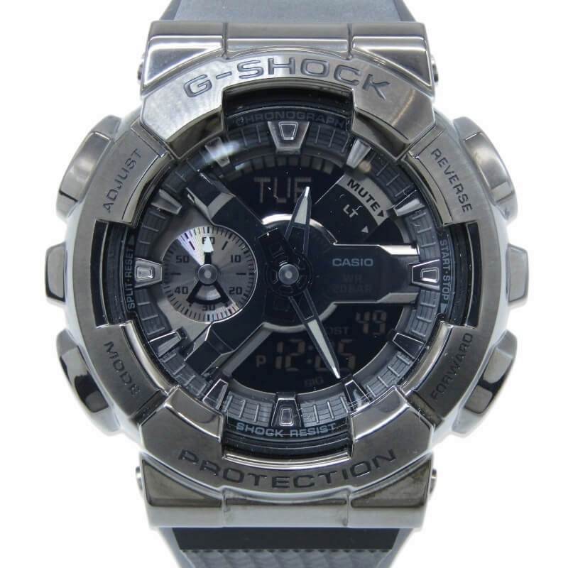 【中古】CASIO G-SHOCK Gぼうぜん自失 GM-110BB-1AJF メタルカバード アナデジ 黒いことアウト ビッグ入れもの 黒いこと 黒 カシオ ウォッチ 28012295 メンズ腕時計-腕時計