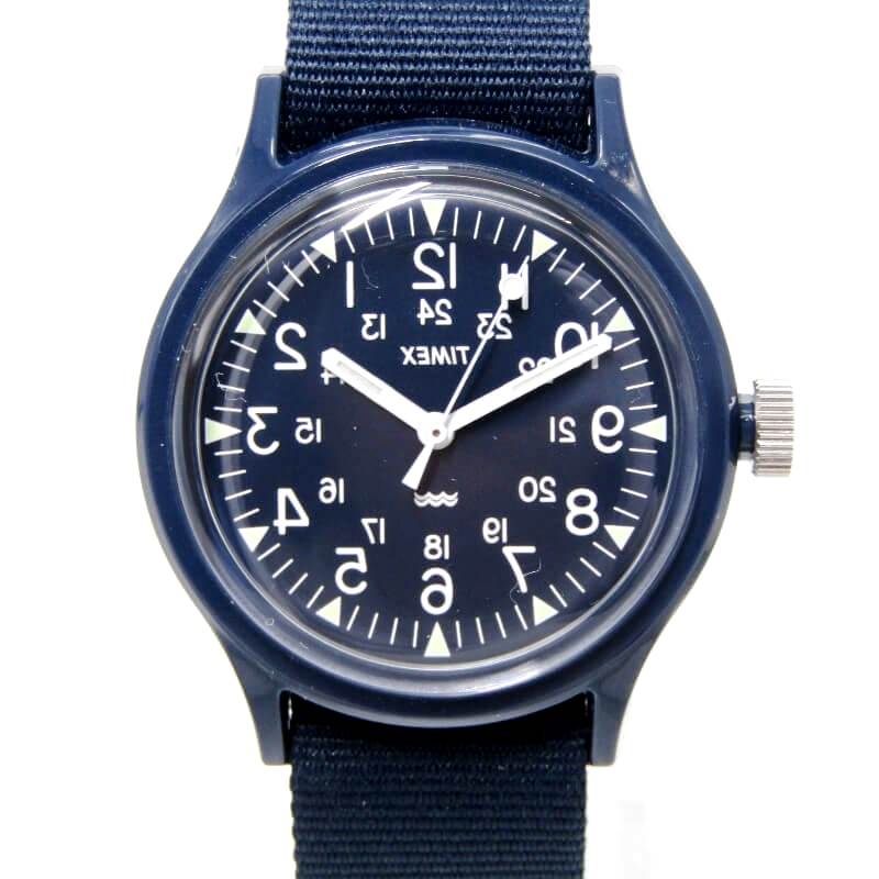 【中古】美品 ENGINEERED GARMENTS × TIMEX × BEAMS BOY タイメックス オリジナルキャンパー TW2P93400 ORIGINAL CAMPER ネイビー ミラー反転 コラボ エンジニアドガーメンツ ビームス40周年 クオーツ 腕時計 28012300
