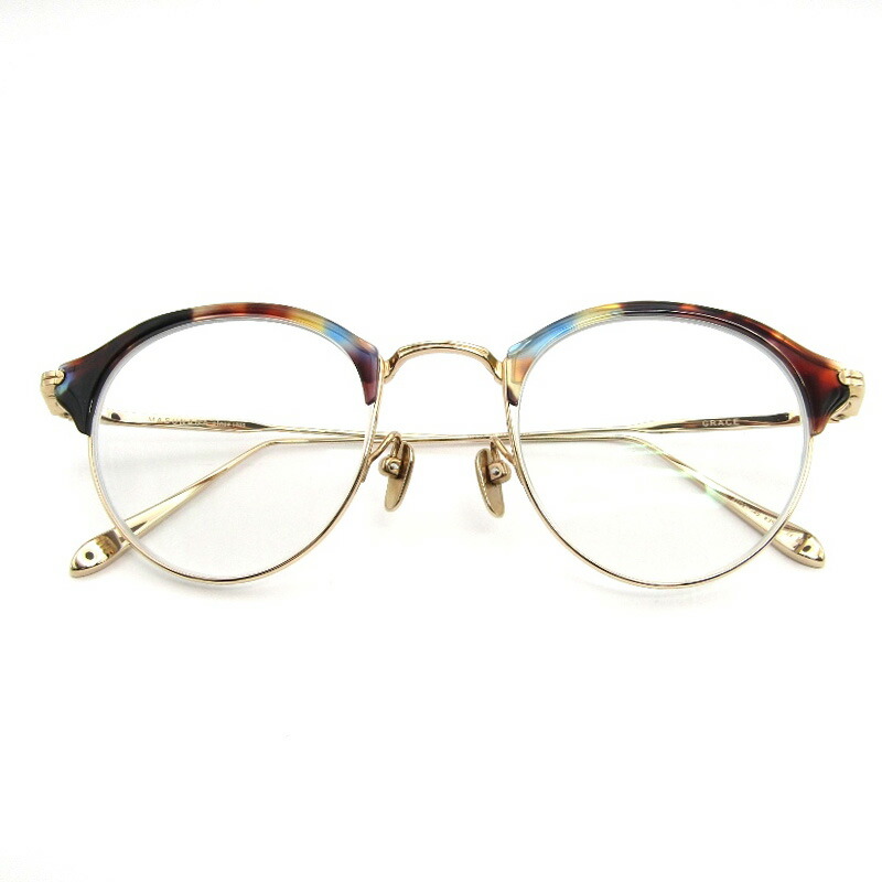 【中古】美品 MASUNAGA since 1905 マスナガ 増永メガネ 眼鏡一こま GRACE 度入り口・入口 日本製 グレイス 豆の町 #35 MOSAIC/GP肌付きリム 眼鏡 メガネ 黒眼鏡 54000718