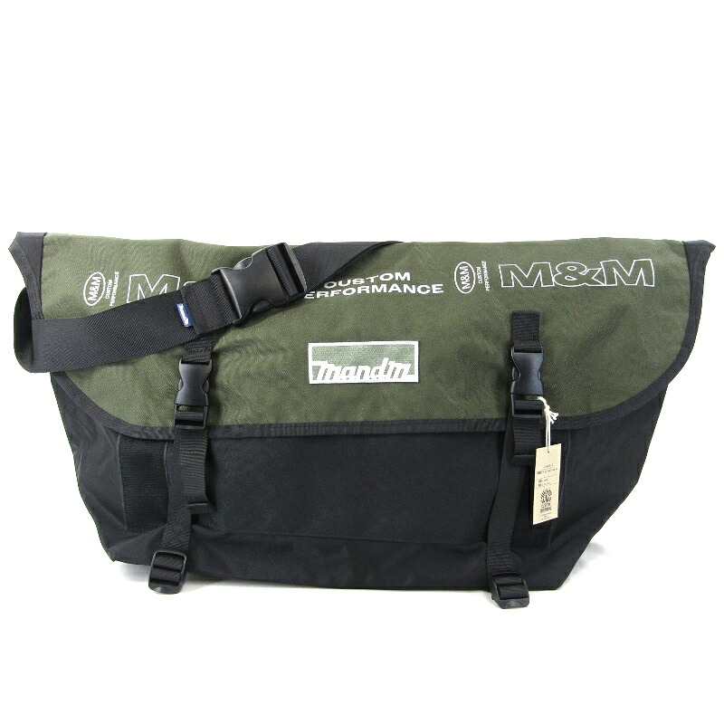 【中古】美品 M&M CUSTOM PERFORMANCE エムアンドエム メッセンジャーバッグ 25MMG12 MESSENGER BAG ショルダーバッグ オリーブバッグ 鞄 61005225