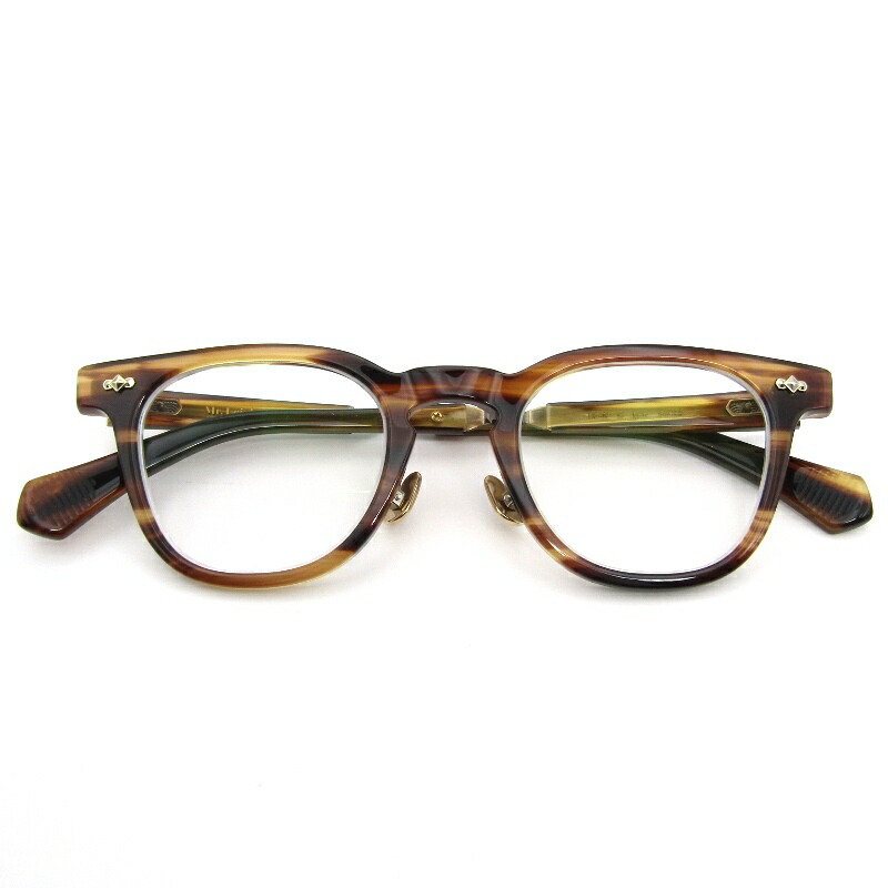 【中古】美品 Mr. Leight 檀那点火装置 眼鏡一こま Dean C 度入り口・入口 日本製 ディーンC ウェリントン 発条丁番 Koa/Antique Gold 眼鏡 メガネ 黒眼鏡 54000729