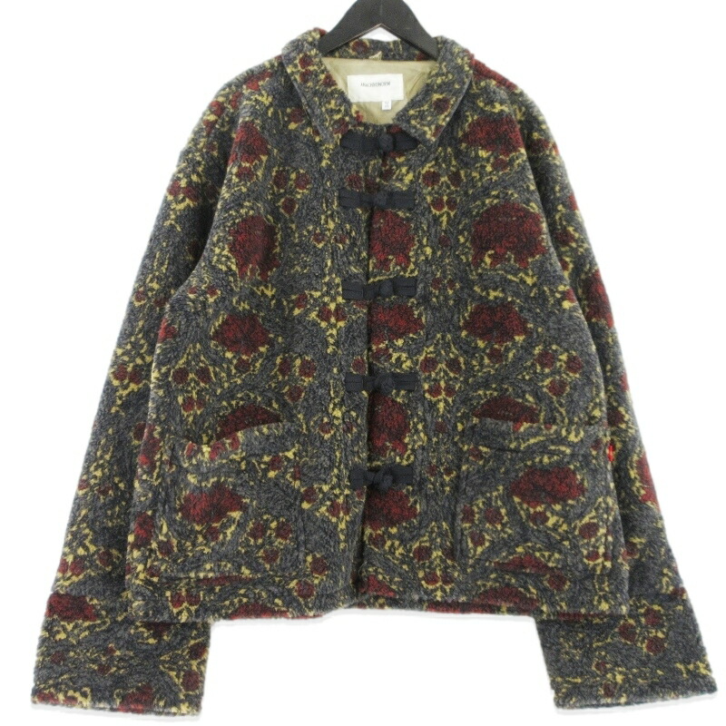 【中古】美品 ANACHRONORM アナクロノーム フリースジャケット FLEECE CHINA JACKET 瀬戸もの上衣 ボア上衣 薄墨色 2 メンズ 99000720