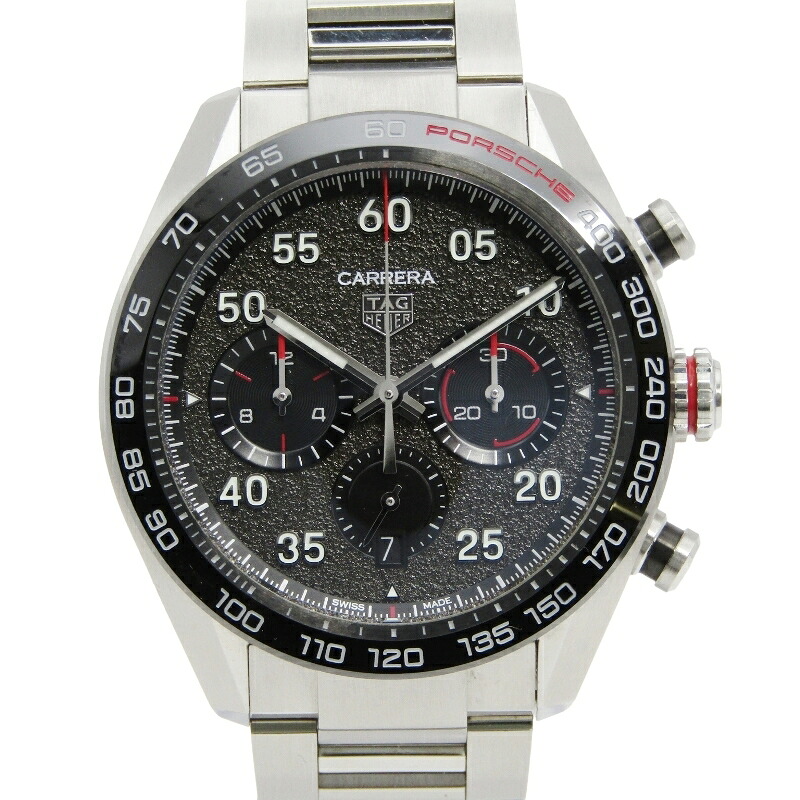 【中古】TAG HEUER タグホイヤー カレラ クロノグラフ 44mm ポルシェ 自動巻き CBN2A1F.BA0643 ホイヤー02 PORSCHE ブラック 黒 スペシャルエディション メンズ SS コラボ セラミックベゼル CARRERA HEUER 02 腕時計 30013343