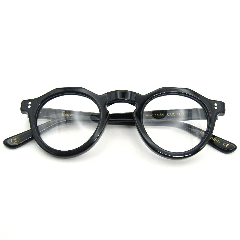 【中古】未当て嵌める Lesca LUNETIER レスカ ルネティエ 眼鏡一こま Vintage 1964 6粍 フランス共和国製 ジャケット冠パント 100 黒いこと 眼鏡 メガネ 黒眼鏡 54000772
