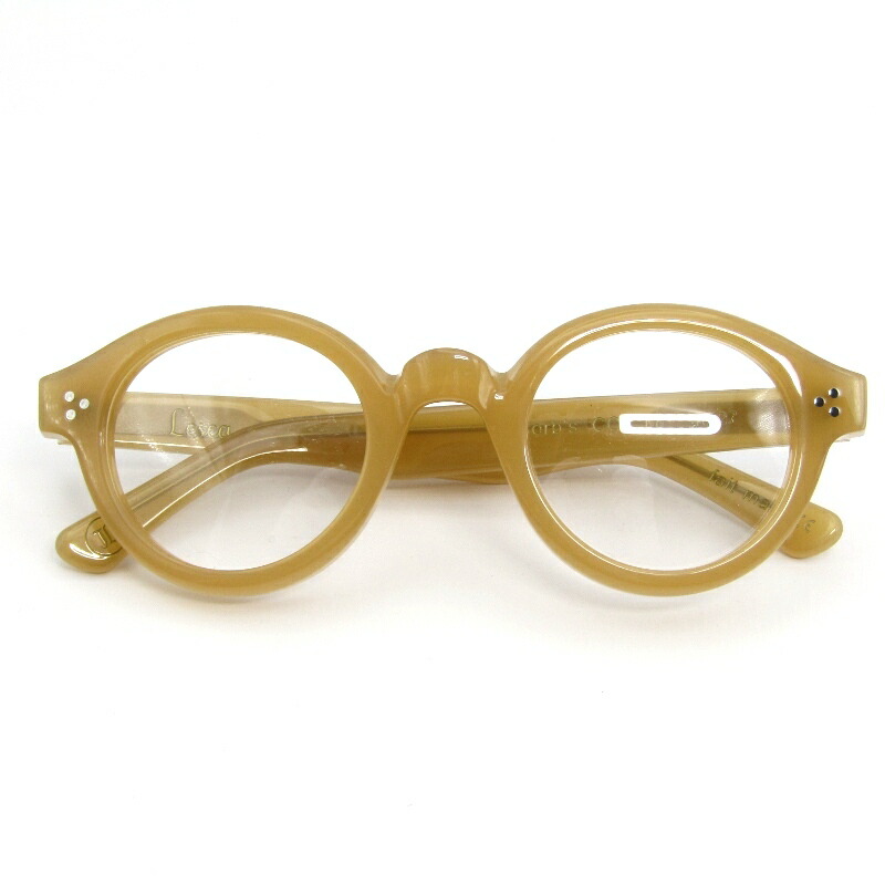 【中古】美品 Lesca LUNETIER レスカ ルネティエ 眼鏡一こま La Corb\u0027s フランス共和国製 ラ・コルブス ラウンド 17 キハク 眼鏡 メガネ 黒眼鏡 54000798