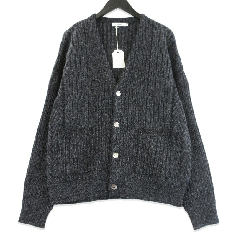 【中古】未当て嵌める YASHIKI ヤシキ Sekkei Mohair Cardigan YSK-25AW-KN10 雪景 モヘヤカーディガン  黒いこと 黒 1 メンズ 70017625