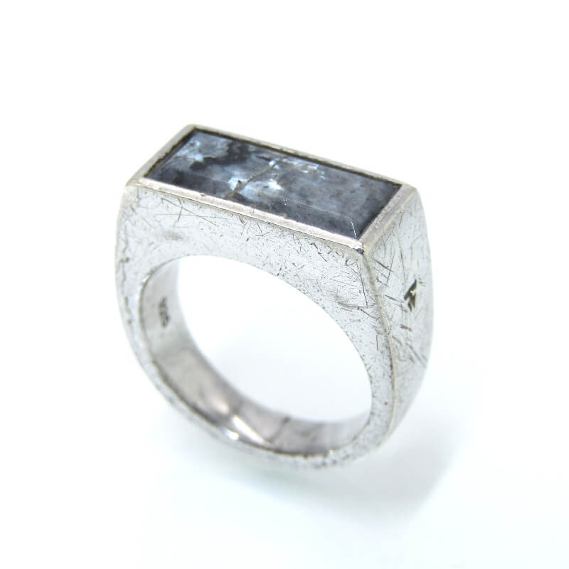 【中古】TOM WOOD トム白木 輪っか Peaky Ring Larvikite #50 ピーキー ラルヴィカイト ロジウムメッキ SV925 10号 しろがね色 28012392