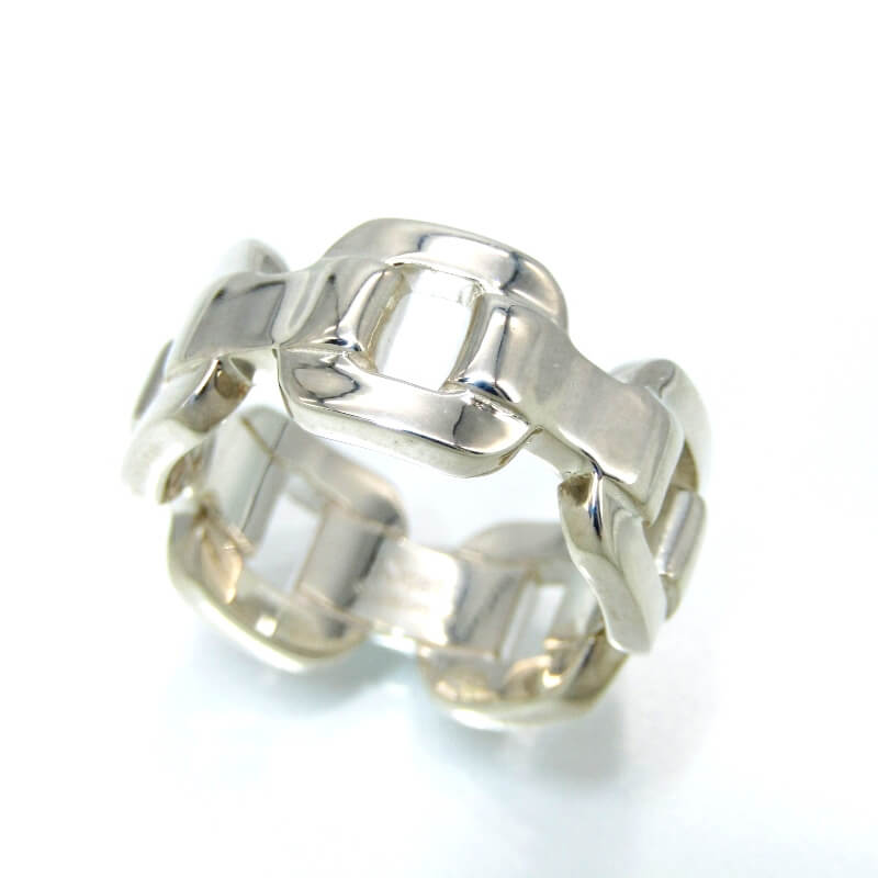 【中古】未当てはめる Scat スキャット 輪っか Chain link ring M大いさ チェーン店繋がり SV925 14号 しろがね色 28012400