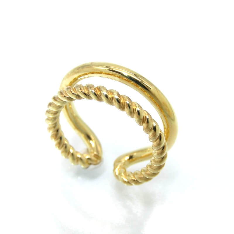 【中古】未当て嵌める Scat スキャット 輪っか Duality ring SS大きさ デュアリティ 飾り気の無い 捻じれ SV925 K18上塗り 5.5号 ゴールド色合い しろがね色 28012401