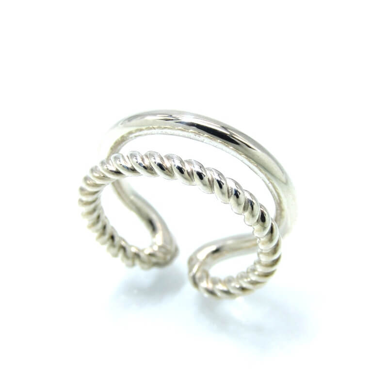 【中古】未当て嵌める Scat スキャット 輪っか Duality ring SS大きさ デュアリティ 飾り気の無い 捻じれ SV925 5.5号 しろがね色 28012403