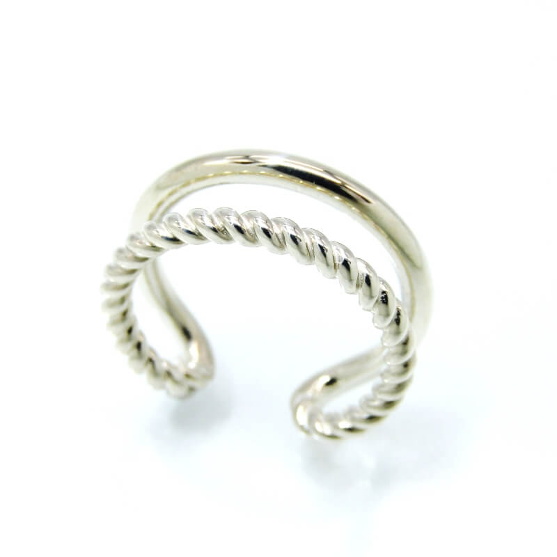 【中古】未当て嵌める Scat スキャット 輪っか Duality ring S大きさ デュアリティ 飾り気の無い 捻じれ SV925 9号 しろがね色 28012404
