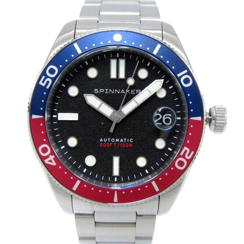 【中古】SPINNAKER スピニカー CROFT MID SIZE 40mm SP-5100-11 自動巻き クロフト オートマチック ブルーレッド SS ブラック 黒 腕時計 28012429