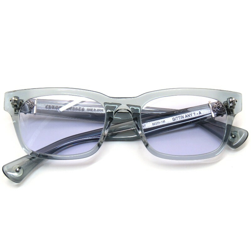 【中古】美品 CHROME HEARTS クロムハーツ 黒眼鏡 GITTIN ANY?-A 日本製 ギッティンエニー アジアン相応う 真四角 SLTBS太陽フレア SV925 ライトパープル 眼鏡 メガネ 黒眼鏡 61005338