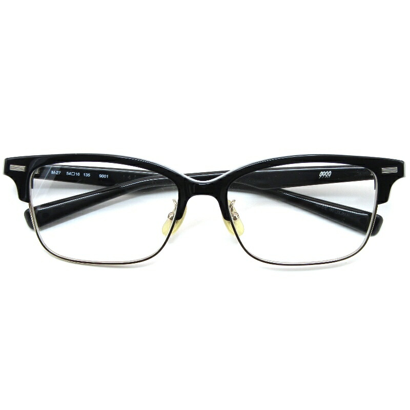 【中古】美品 999.9 フォーナインズ 眼鏡ひな形 M-27 日本製 ウェリントン ブロウ 雑ぜ合わせる 9001 黒いこと/ゴールドサーモントブロー 眼鏡 メガネ 黒眼鏡 61005381