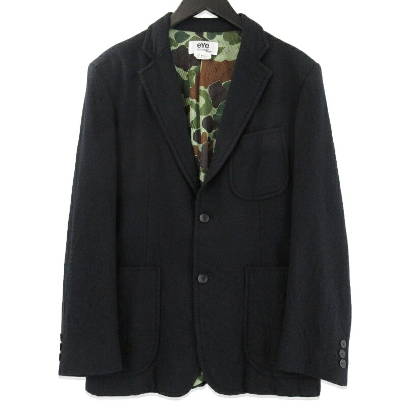 【中古】eYe JUNYA WATANABE MAN アイジュンヤワタナベマン 3B上衣 WB-J911 コムデ給仕 AD2018 羊毛縮絨 黒いこと 黒 M裏地メッシュ 家鴨フラ パッチポケットメンズ 71015587