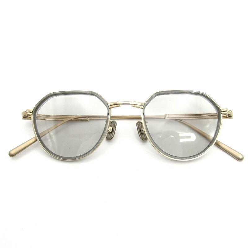【中古】未当て嵌める Lunetta BADA ルネッタバダ 黒眼鏡 67/01 日本製 ジャケット冠パント ワッパ 1020 WHITE GOLD/CRYSTAL GREYインナーセルリム LIGHT SMOKE 金属元素 眼鏡 メガネ 黒眼鏡 54000843