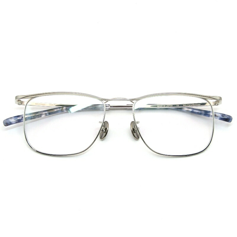 【中古】未当て嵌める Mr.Gentleman EYEWEAR 檀那士君子 眼鏡一こま MAVERICK 日本製 マーベリック ウェリントン B Silverツインブリッジ回路 金属元素 眼鏡 メガネ 黒眼鏡 61005404