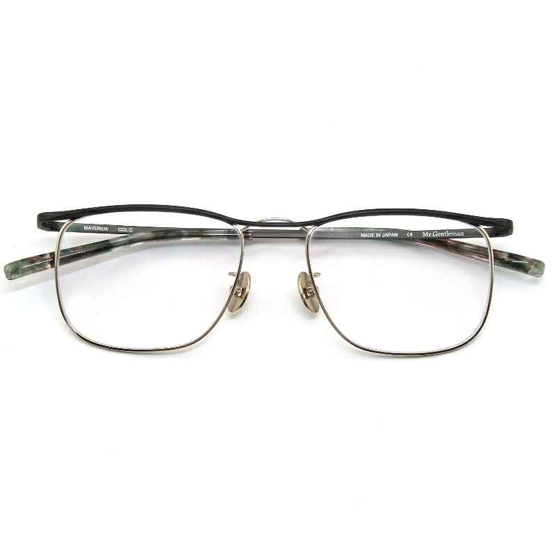 【中古】未当て嵌める Mr.Gentleman EYEWEAR 檀那士君子 眼鏡一こま MAVERICK 日本製 マーベリック C Matte Black/Goldウェリントン ツインブリッジ回路 金属元素 眼鏡 メガネ 黒眼鏡 61005405