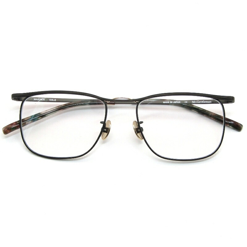 【中古】未当て嵌める Mr.Gentleman EYEWEAR 檀那士君子 眼鏡一こま MAVERICK 日本製 マーベリック E Matte Blackウェリントン ツインブリッジ回路 金属元素 眼鏡 メガネ 黒眼鏡 61005406