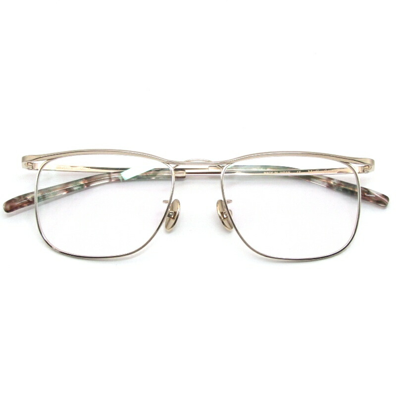 【中古】未当て嵌める Mr.Gentleman EYEWEAR 檀那士君子 眼鏡一こま MAVERICK 日本製 マーベリック ウェリントン A Goldツインブリッジ回路 金属元素 眼鏡 メガネ 黒眼鏡 61005407