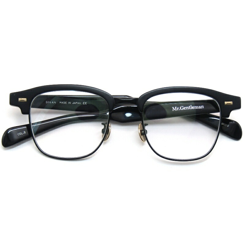 【中古】未当て嵌める Mr.Gentleman EYEWEAR 檀那士君子 眼鏡一こま BRIAN 日本製 ブライアン ブロウ B Matte Black真四角 サーモントブロー 眼鏡 メガネ 黒眼鏡 61005410