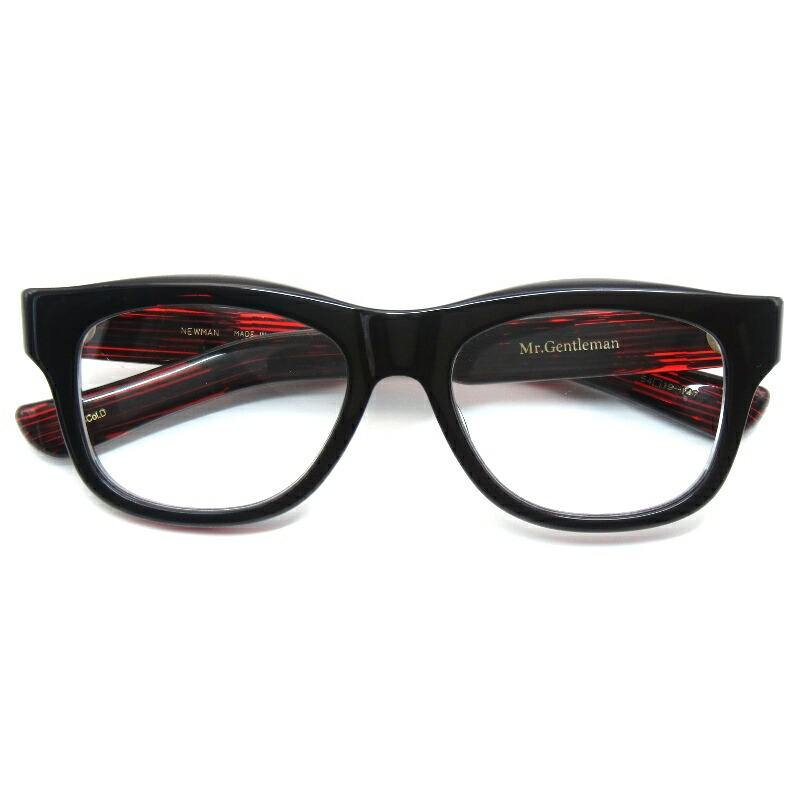 【中古】未当て嵌める Mr.Gentleman EYEWEAR 旦那士君子 眼鏡ひな形 NEWMAN 日本製 ニューマン ウェリントン D Red Border 眼鏡 メガネ 黒眼鏡 61005411