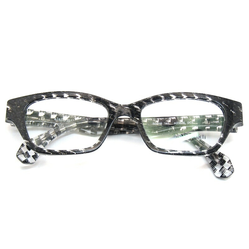 【中古】未当て嵌める alain mikli アランミクリ 眼鏡ひな形 A03516 イタリア製 ウェリントン 003 New damier black transparent弾機丁番 US相応う 眼鏡 メガネ 黒眼鏡 61005414