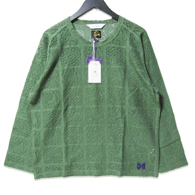 【中古】未当て嵌める NEEDLES × Sasquatchfabrix. ニードルズ 長袖カットソー 23SS-CSS-071 サスクワァッチファブリックス L/S 緑であること SU Neck Tee Jah Lion Raceメンズ 27113565