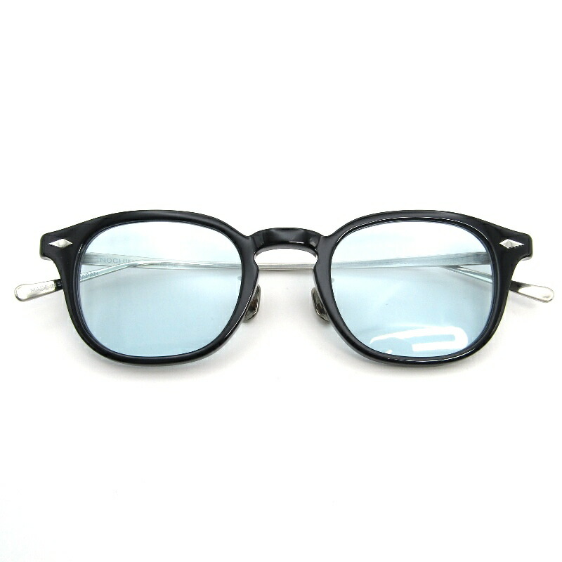 【中古】未当て嵌める NOCHINO OPTICAL ノチノオプティカル 黒眼鏡 JIFUSAN ＃6 日本製 ジフサン 調光 二人組 ボスリントン GLOSS BLACK鯖江産 豆の町/ウェリントン BLUE GREY to D.GREY 眼鏡 メガネ 黒眼鏡 54000869