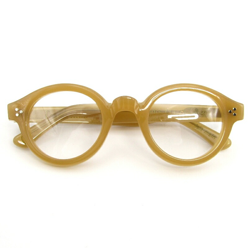 【中古】美品 Lesca LUNETIER レスカ ルネティエ 眼鏡ひな形 La Corb\u0027s フランス共和国製 ラ・コルブス ラウンド 17 キハク 眼鏡 メガネ 黒眼鏡 54000877