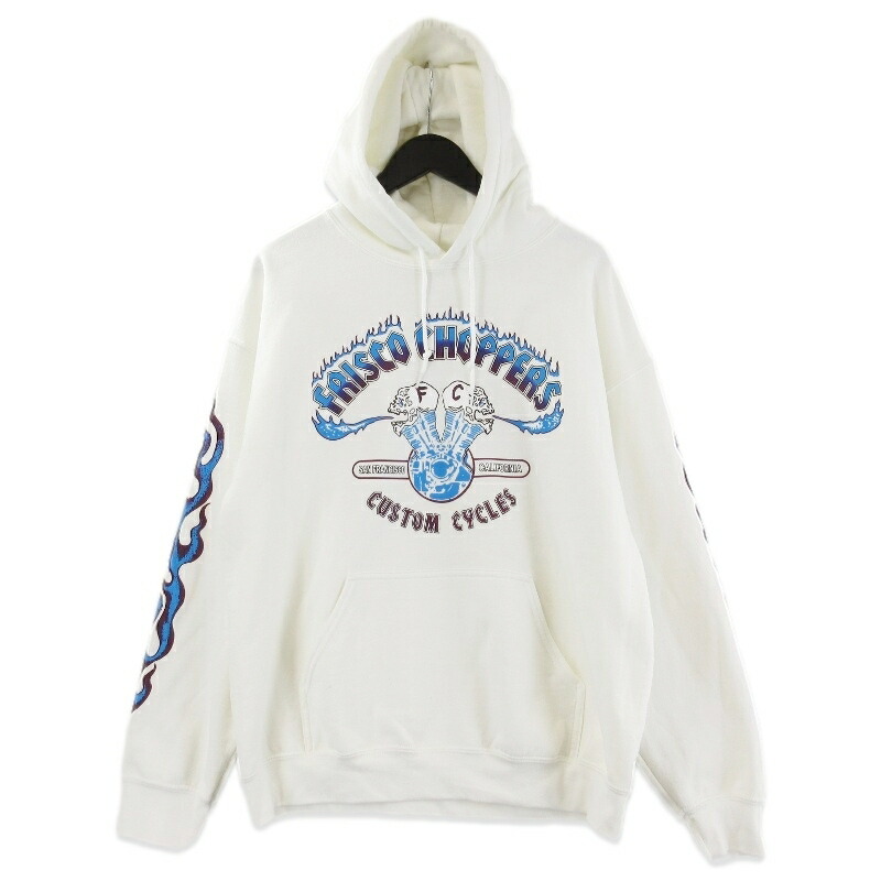 【中古】415 Clothing &times; US 415クロージング アス プルオーバーパーカー Frisco Choppers Selections PULL OVER HOODIE ホワイト 白 Lスウェット フーディメンズ 71015624｜ＣＬＡＳＳＩＣ 11,289円